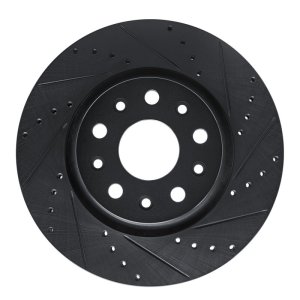 Jeep Gladiator Brake Rotor (1) - Front Right - R1 Concepts - Drilled & Slotted - Black - `18-`25